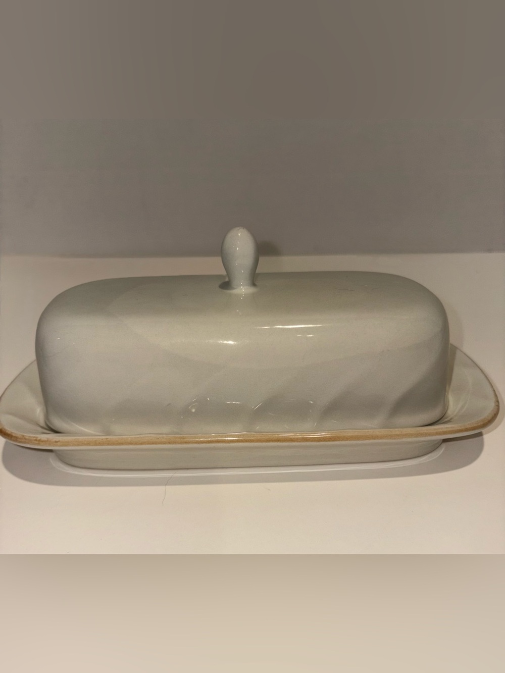 Vintage Hearthside Sculptura Simplicity Stoneware Butter Dish Lid Japan MCM